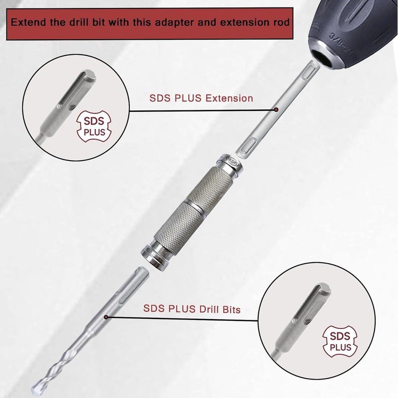 Regiis Tech 3.9'' SDS-Plus to SDS-Plus Drill Extension, Alloy Steel Adapter for Home Rotary Hammer Drills,Equipped with Grease - Image 2